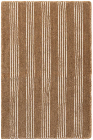 Latte Brown 2' 2 x 3' 1 Jill Zarin Striped Wool Rectangle Area Rug 80% Wool & 20% Cotton Hand Made Luxury All Natural Carpet for Interior Design for Sale at Rug Engine