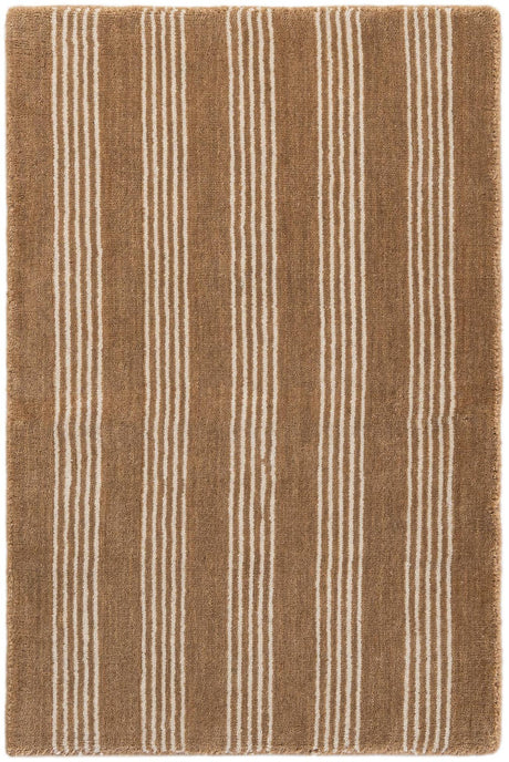 Latte Brown 2' 2 x 3' 1 Jill Zarin Striped Wool Rectangle Area Rug 80% Wool & 20% Cotton Hand Made Luxury All Natural Carpet for Interior Design for Sale at Rug Engine