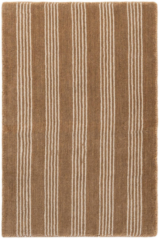 Latte Brown 2' 2 x 3' 1 Jill Zarin Striped Wool Rectangle Area Rug 80% Wool & 20% Cotton Hand Made Luxury All Natural Carpet for Interior Design for Sale at Rug Engine