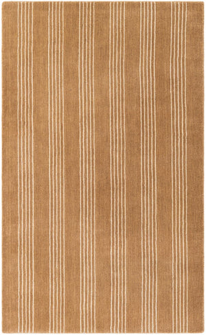 Latte Brown 3' 3 x 5' 3 Jill Zarin Striped Wool Rectangle Area Rug 80% Wool & 20% Cotton Hand Made Luxury All Natural Carpet for Interior Design for Sale at Rug Engine
