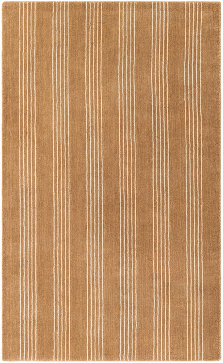 Latte Brown 3' 3 x 5' 3 Jill Zarin Striped Wool Rectangle Area Rug 80% Wool & 20% Cotton Hand Made Luxury All Natural Carpet for Interior Design for Sale at Rug Engine