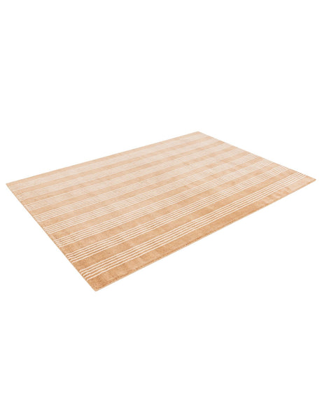 Latte Brown 4' 1 x 6' 1 Jill Zarin Striped Wool Rectangle Area Rug 80% Wool & 20% Cotton Hand Made Luxury All Natural Carpet for Interior Design for Sale at Rug Engine