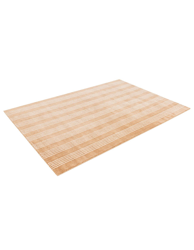 Latte Brown 4' 1 x 6' 1 Jill Zarin Striped Wool Rectangle Area Rug 80% Wool & 20% Cotton Hand Made Luxury All Natural Carpet for Interior Design for Sale at Rug Engine
