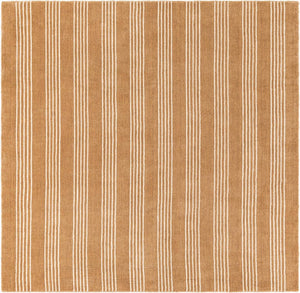 Latte Brown 5' 1 x 5' 1 Jill Zarin Striped Wool Square Area Rug 80% Wool & 20% Cotton Hand Made Luxury All Natural Carpet for Interior Design for Sale at Rug Engine