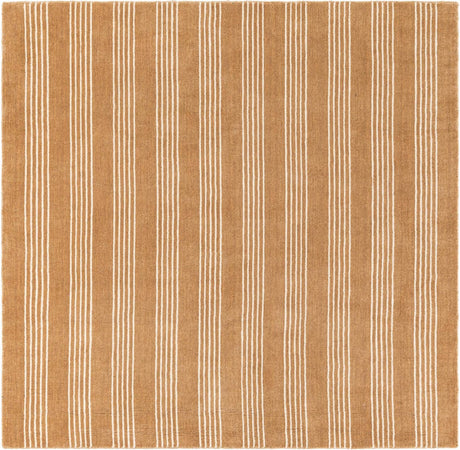 Latte Brown 5' 1 x 5' 1 Jill Zarin Striped Wool Square Area Rug 80% Wool & 20% Cotton Hand Made Luxury All Natural Carpet for Interior Design for Sale at Rug Engine