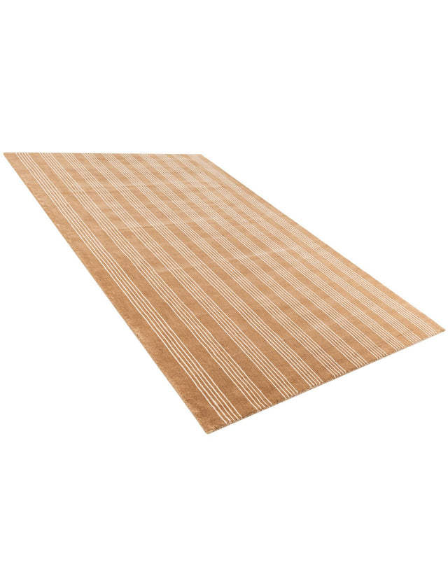 Latte Brown 5' 1 x 8' Jill Zarin Striped Wool Rectangle Area Rug 80% Wool & 20% Cotton Hand Made Luxury All Natural Carpet for Interior Design for Sale at Rug Engine