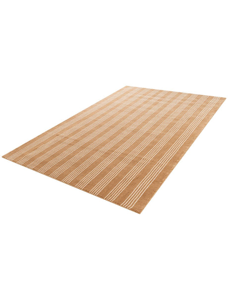 Latte Brown 5' 1 x 8' Jill Zarin Striped Wool Rectangle Area Rug 80% Wool & 20% Cotton Hand Made Luxury All Natural Carpet for Interior Design for Sale at Rug Engine