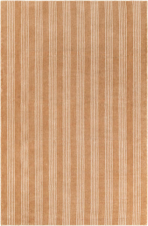 Latte Brown 5' 1 x 8' Jill Zarin Striped Wool Rectangle Area Rug 80% Wool & 20% Cotton Hand Made Luxury All Natural Carpet for Interior Design for Sale at Rug Engine