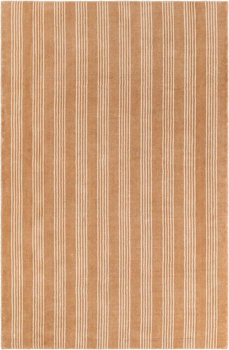 Latte Brown 5' 1 x 8' Jill Zarin Striped Wool Rectangle Area Rug 80% Wool & 20% Cotton Hand Made Luxury All Natural Carpet for Interior Design for Sale at Rug Engine