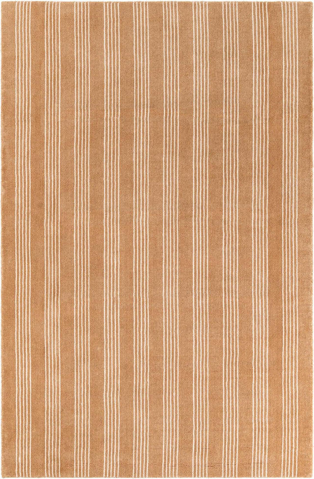 Latte Brown 5' 1 x 8' Jill Zarin Striped Wool Rectangle Area Rug 80% Wool & 20% Cotton Hand Made Luxury All Natural Carpet for Interior Design for Sale at Rug Engine