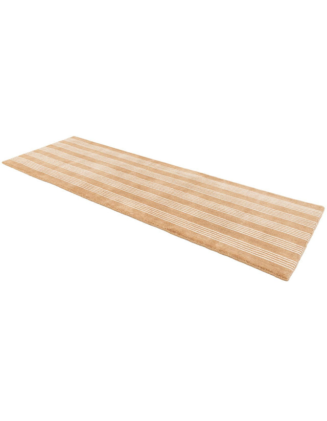 Latte Brown 2' x 6' 1 Jill Zarin Striped Wool Runner Area Rug 80% Wool & 20% Cotton Hand Made Luxury All Natural Carpet for Interior Design for Sale at Rug Engine