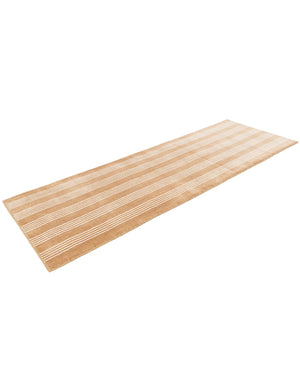Latte Brown 2' x 6' 1 Jill Zarin Striped Wool Runner Area Rug 80% Wool & 20% Cotton Hand Made Luxury All Natural Carpet for Interior Design for Sale at Rug Engine