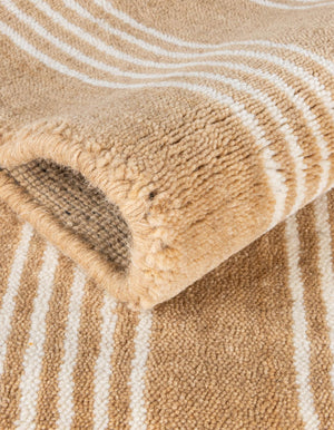 Latte Brown 7' 10 x 7' 10 Jill Zarin Striped Wool Square Area Rug 80% Wool & 20% Cotton Hand Made Luxury All Natural Carpet for Interior Design for Sale at Rug Engine