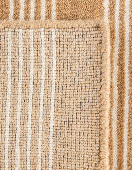 Latte Brown 7' 10 x 7' 10 Jill Zarin Striped Wool Square Area Rug 80% Wool & 20% Cotton Hand Made Luxury All Natural Carpet for Interior Design for Sale at Rug Engine