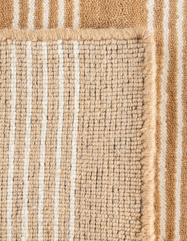 Latte Brown 7' 10 x 7' 10 Jill Zarin Striped Wool Square Area Rug 80% Wool & 20% Cotton Hand Made Luxury All Natural Carpet for Interior Design for Sale at Rug Engine