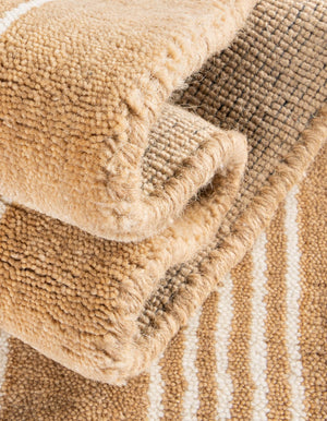 Latte Brown 7' 10 x 7' 10 Jill Zarin Striped Wool Square Area Rug 80% Wool & 20% Cotton Hand Made Luxury All Natural Carpet for Interior Design for Sale at Rug Engine