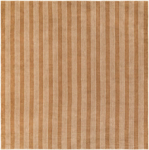 Latte Brown 7' 10 x 7' 10 Jill Zarin Striped Wool Square Area Rug 80% Wool & 20% Cotton Hand Made Luxury All Natural Carpet for Interior Design for Sale at Rug Engine