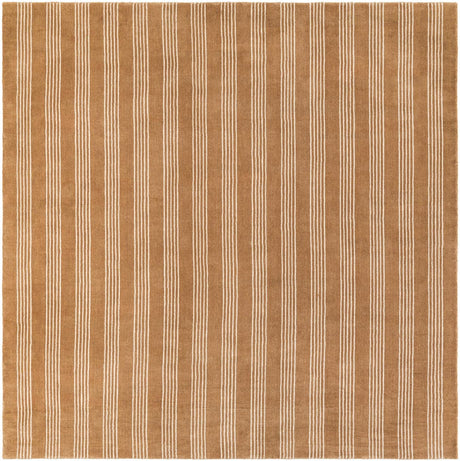 Latte Brown 7' 10 x 7' 10 Jill Zarin Striped Wool Square Area Rug 80% Wool & 20% Cotton Hand Made Luxury All Natural Carpet for Interior Design for Sale at Rug Engine