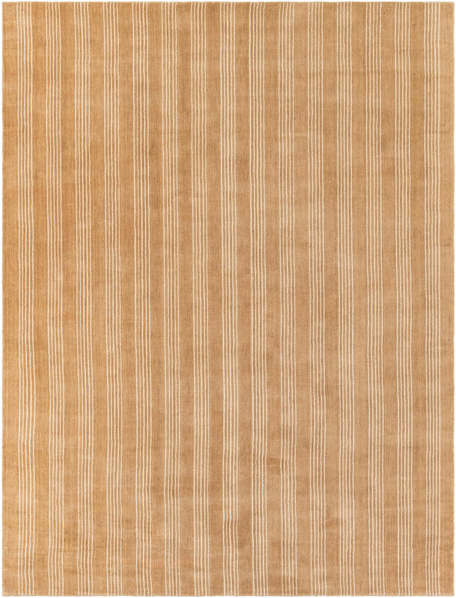 Latte Brown 7' 10 x 10' Jill Zarin Striped Wool Rectangle Area Rug 80% Wool & 20% Cotton Hand Made Luxury All Natural Carpet for Interior Design for Sale at Rug Engine