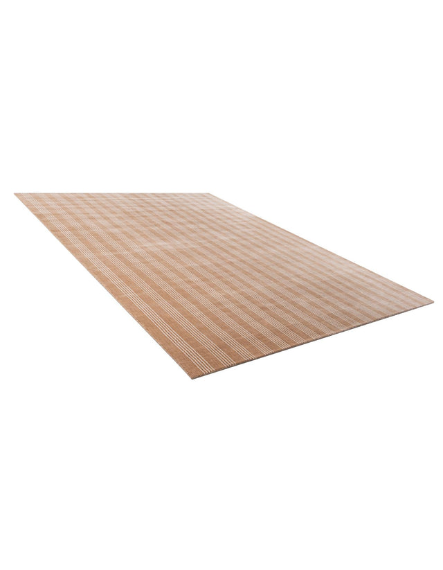 Latte Brown 9' x 12' Jill Zarin Striped Wool Rectangle Area Rug 80% Wool & 20% Cotton Hand Made Luxury All Natural Carpet for Interior Design for Sale at Rug Engine