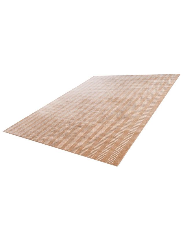 Latte Brown 9' x 12' Jill Zarin Striped Wool Rectangle Area Rug 80% Wool & 20% Cotton Hand Made Luxury All Natural Carpet for Interior Design for Sale at Rug Engine