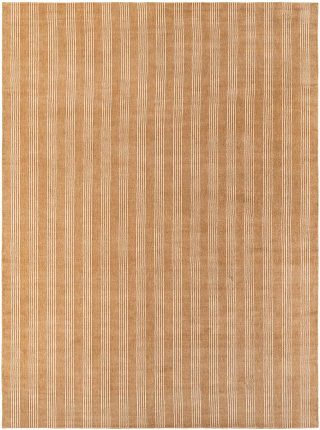 Latte Brown 9' x 12' Jill Zarin Striped Wool Rectangle Area Rug 80% Wool & 20% Cotton Hand Made Luxury All Natural Carpet for Interior Design for Sale at Rug Engine