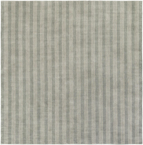 Earl Gray 10' x 10' Jill Zarin Striped Wool Square Area Rug 80% Wool & 20% Cotton Hand Made Luxury All Natural Carpet for Interior Design for Sale at Rug Engine
