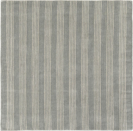 Earl Gray 5' 1 x 5' 1 Jill Zarin Striped Wool Square Area Rug 80% Wool & 20% Cotton Hand Made Luxury All Natural Carpet for Interior Design for Sale at Rug Engine