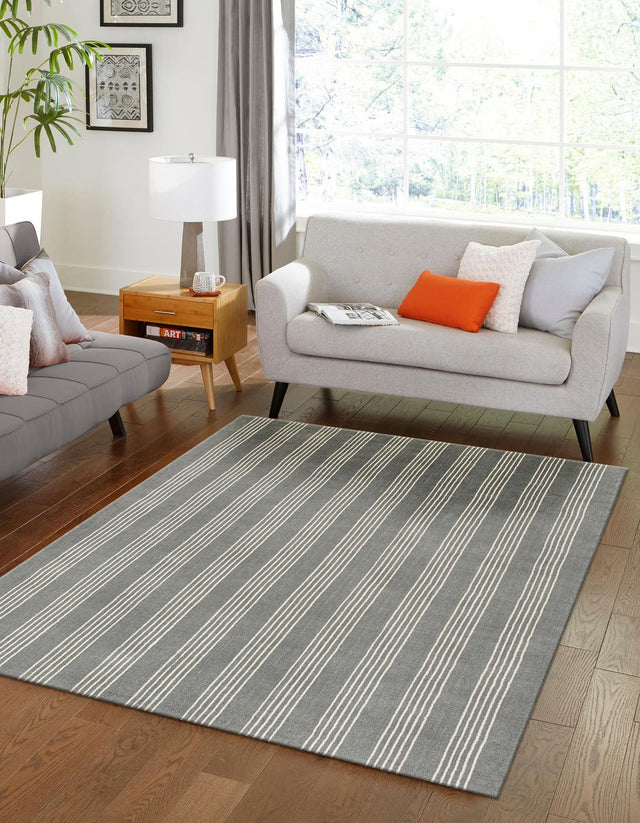 Earl Gray 9' x 12' Jill Zarin Striped Wool Rectangle Area Rug 80% Wool & 20% Cotton Hand Made Luxury All Natural Carpet for Interior Design for Sale at Rug Engine