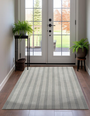 Earl Gray 9' x 12' Jill Zarin Striped Wool Rectangle Area Rug 80% Wool & 20% Cotton Hand Made Luxury All Natural Carpet for Interior Design for Sale at Rug Engine