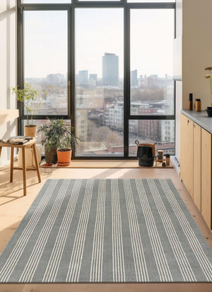 Earl Gray 5' 1 x 8' Jill Zarin Striped Wool Rectangle Area Rug 80% Wool & 20% Cotton Hand Made Luxury All Natural Carpet for Interior Design for Sale at Rug Engine