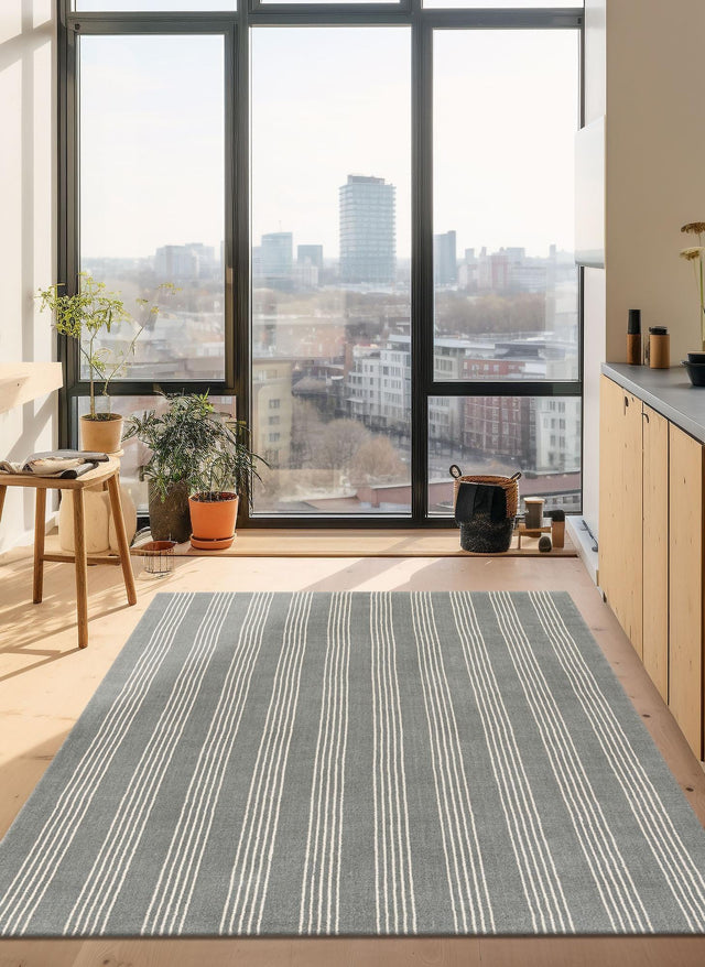 Earl Gray 2' 2 x 3' 1 Jill Zarin Striped Wool Rectangle Area Rug 80% Wool & 20% Cotton Hand Made Luxury All Natural Carpet for Interior Design for Sale at Rug Engine