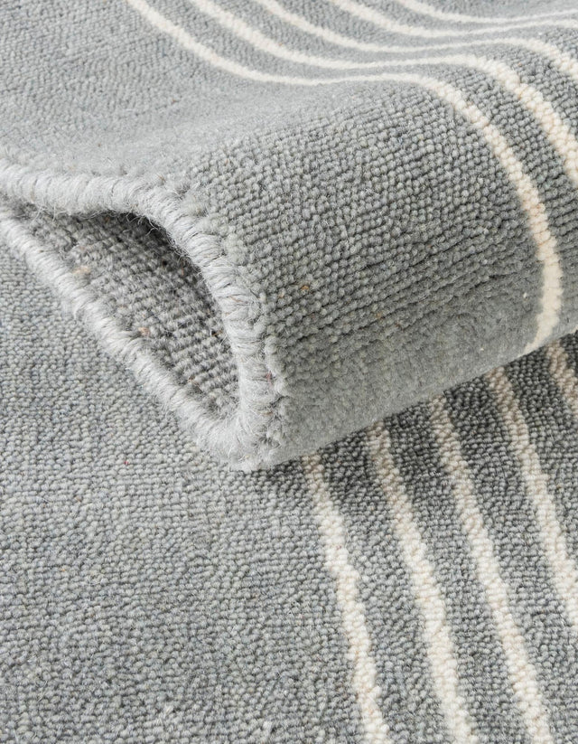 Earl Gray 9' x 12' Jill Zarin Striped Wool Rectangle Area Rug 80% Wool & 20% Cotton Hand Made Luxury All Natural Carpet for Interior Design for Sale at Rug Engine