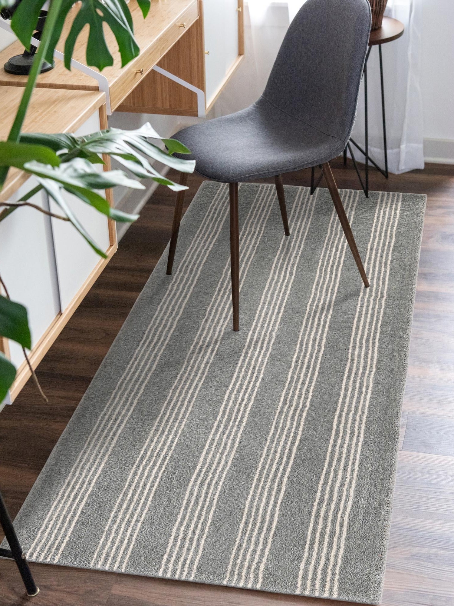 Earl Gray 3' 3 x 10' Jill Zarin Striped Wool Runner Area Rug 80% Wool & 20% Cotton Hand Made Luxury All Natural Carpet for Interior Design for Sale at Rug Engine
