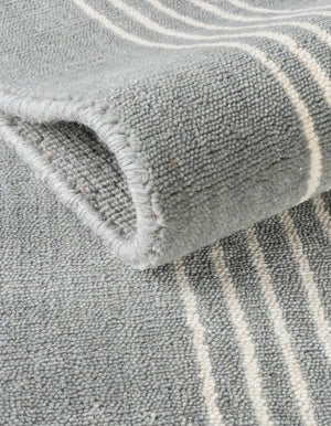 Earl Gray 3' 3 x 10' Jill Zarin Striped Wool Runner Area Rug 80% Wool & 20% Cotton Hand Made Luxury All Natural Carpet for Interior Design for Sale at Rug Engine
