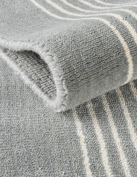Earl Gray 2' 7 x 8' Jill Zarin Striped Wool Runner Area Rug 80% Wool & 20% Cotton Hand Made Luxury All Natural Carpet for Interior Design for Sale at Rug Engine