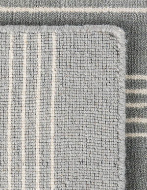 Earl Gray 3' 3 x 12' Jill Zarin Striped Wool Runner Area Rug 80% Wool & 20% Cotton Hand Made Luxury All Natural Carpet for Interior Design for Sale at Rug Engine