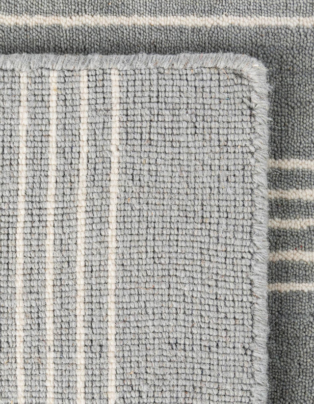 Earl Gray 5' 1 x 5' 1 Jill Zarin Striped Wool Square Area Rug 80% Wool & 20% Cotton Hand Made Luxury All Natural Carpet for Interior Design for Sale at Rug Engine