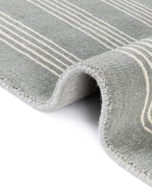 Earl Gray 7' 10 x 7' 10 Jill Zarin Striped Wool Square Area Rug 80% Wool & 20% Cotton Hand Made Luxury All Natural Carpet for Interior Design for Sale at Rug Engine