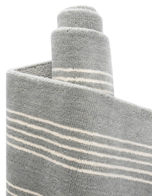 Earl Gray 7' 10 x 7' 10 Jill Zarin Striped Wool Square Area Rug 80% Wool & 20% Cotton Hand Made Luxury All Natural Carpet for Interior Design for Sale at Rug Engine
