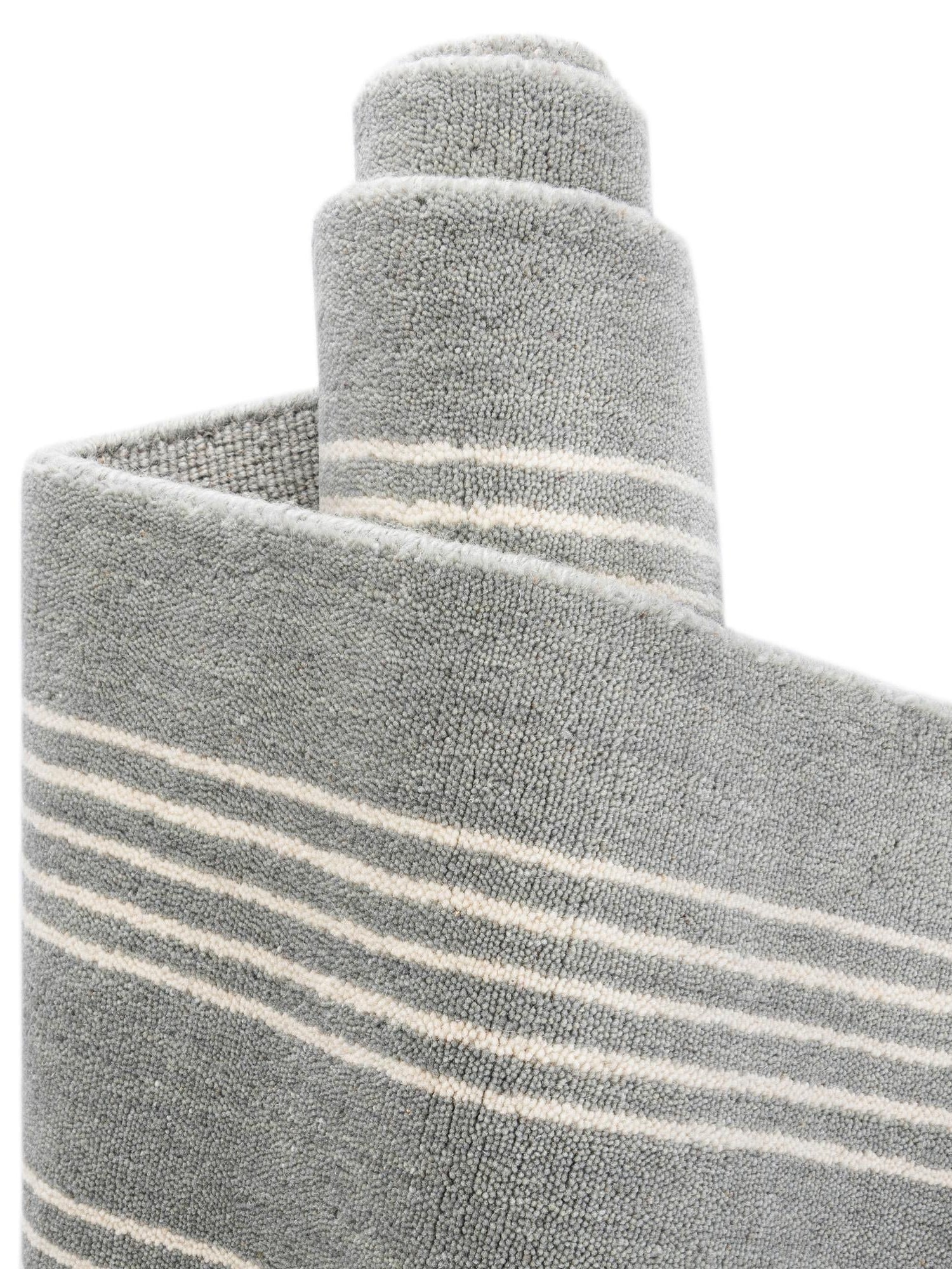 Earl Gray 5' 1 x 5' 1 Jill Zarin Striped Wool Square Area Rug 80% Wool & 20% Cotton Hand Made Luxury All Natural Carpet for Interior Design for Sale at Rug Engine