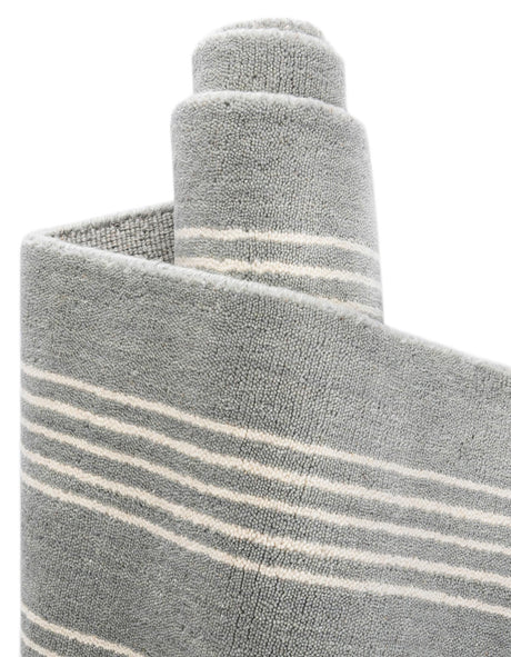 Earl Gray 5' 1 x 5' 1 Jill Zarin Striped Wool Square Area Rug 80% Wool & 20% Cotton Hand Made Luxury All Natural Carpet for Interior Design for Sale at Rug Engine