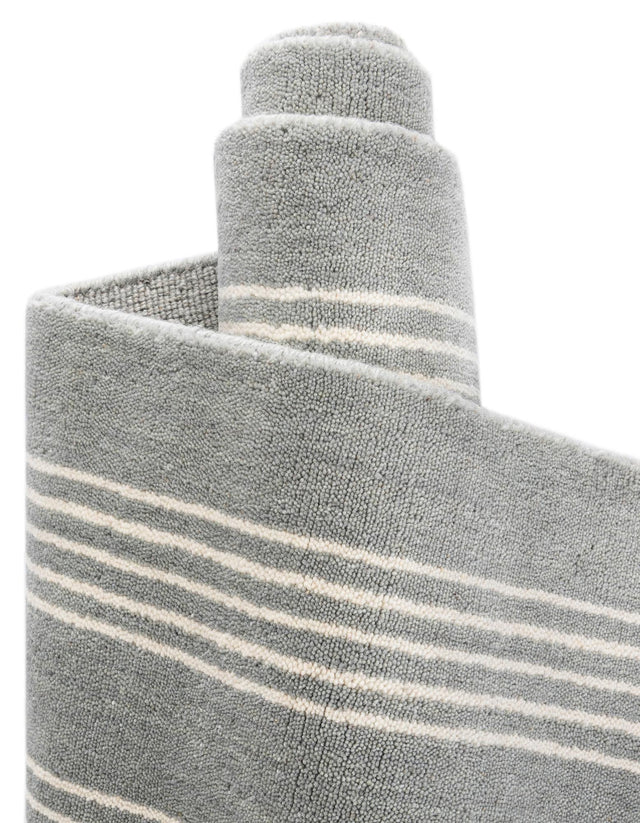 Earl Gray 5' 1 x 5' 1 Jill Zarin Striped Wool Square Area Rug 80% Wool & 20% Cotton Hand Made Luxury All Natural Carpet for Interior Design for Sale at Rug Engine