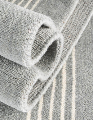 Earl Gray 7' 10 x 7' 10 Jill Zarin Striped Wool Square Area Rug 80% Wool & 20% Cotton Hand Made Luxury All Natural Carpet for Interior Design for Sale at Rug Engine