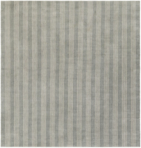 Earl Gray 7' 10 x 7' 10 Jill Zarin Striped Wool Square Area Rug 80% Wool & 20% Cotton Hand Made Luxury All Natural Carpet for Interior Design for Sale at Rug Engine