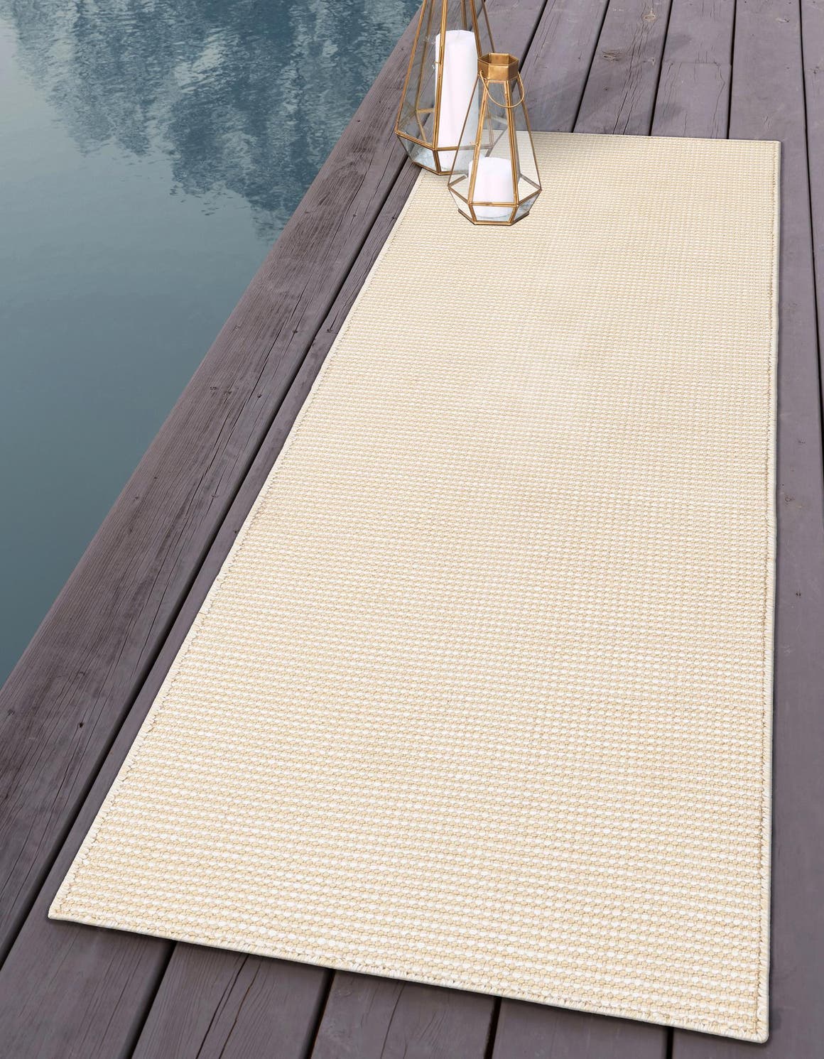 Pebble Stones 2' 7 x 8' Jill Zarin Palm Springs Outdoor Runner Area Rug Weather Resistant for Patio, Deck, Terrace, Balcony, Porch Hand Made 100% PET Polyester Outside Carpet for Sale at Rug Engine