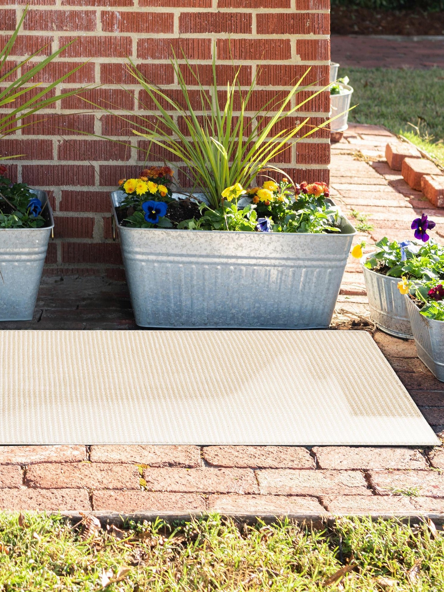 Pebble Stones 2' 7 x 10' Jill Zarin Palm Springs Outdoor Runner Area Rug Weather Resistant for Patio, Deck, Terrace, Balcony, Porch Hand Made 100% PET Polyester Outside Carpet for Sale at Rug Engine