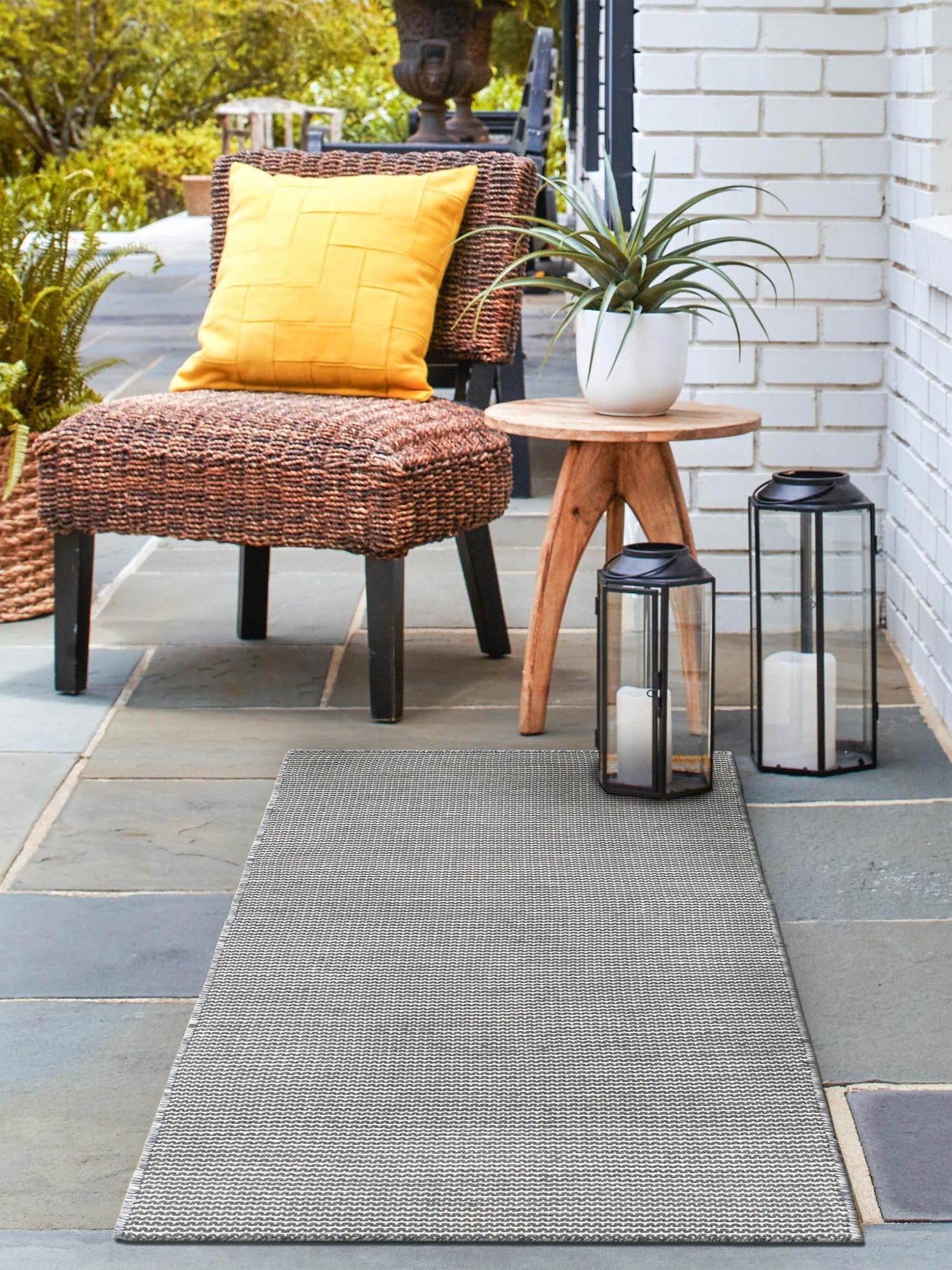 Silver Stars 2' x 6' 1 Jill Zarin Palm Springs Outdoor Runner Area Rug Weather Resistant for Patio, Deck, Terrace, Balcony, Porch Hand Made 100% PET Polyester Outside Carpet for Sale at Rug Engine
