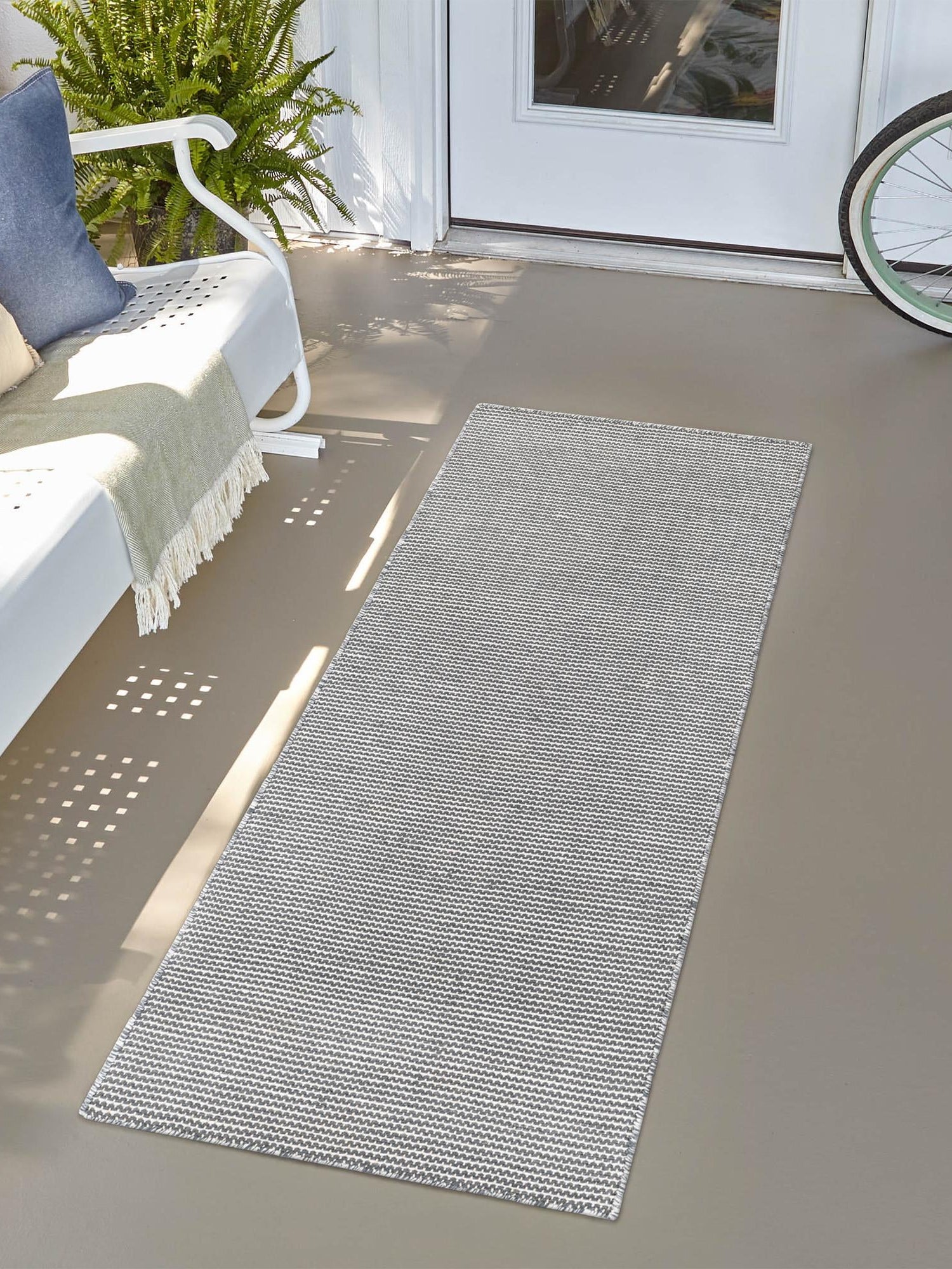 Silver Stars 2' x 6' 1 Jill Zarin Palm Springs Outdoor Runner Area Rug Weather Resistant for Patio, Deck, Terrace, Balcony, Porch Hand Made 100% PET Polyester Outside Carpet for Sale at Rug Engine