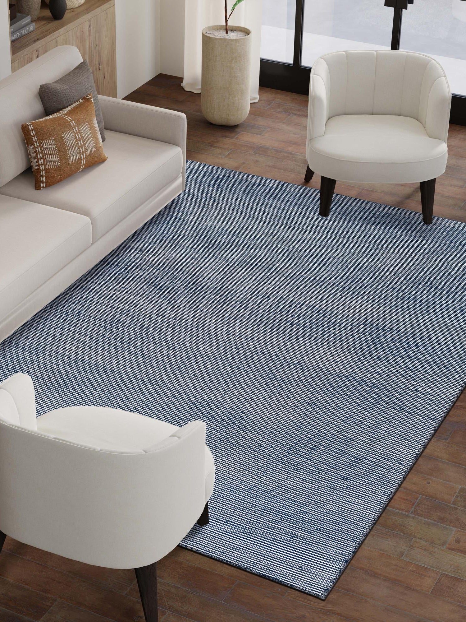 Navy Sky 6' 1 x 9' Jill Zarin Palm Springs Outdoor Rectangle Area Rug Weather Resistant for Patio, Deck, Terrace, Balcony, Porch Hand Made 100% PET Polyester Outside Carpet for Sale at Rug Engine